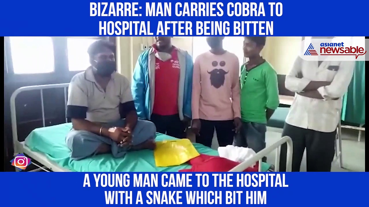 Karnataka: Man rushes to hospital with a poisonous snake that had bitten him