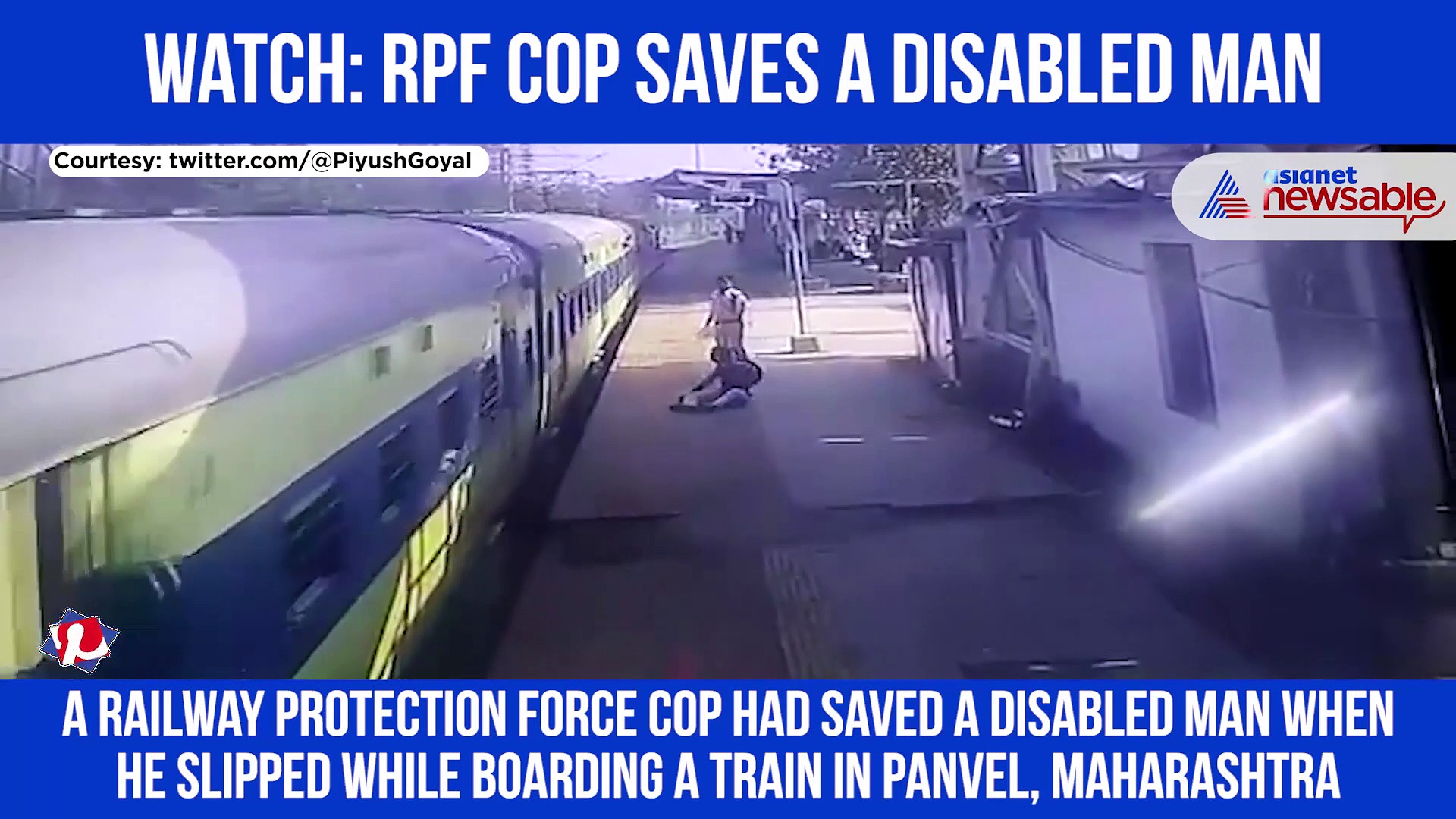 RPF cop saves disabled man while boarding moving train; Watch video