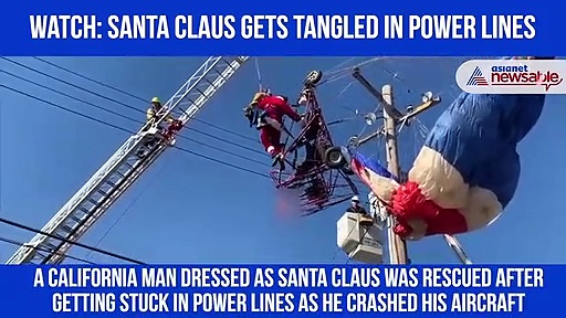 Santa stuck in power lines rescued; video goes viral