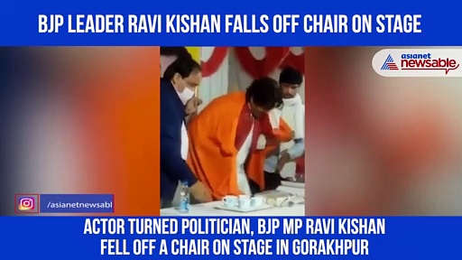 Gorakhpur MP Ravi Kishan falls off chair on stage; video goes viral