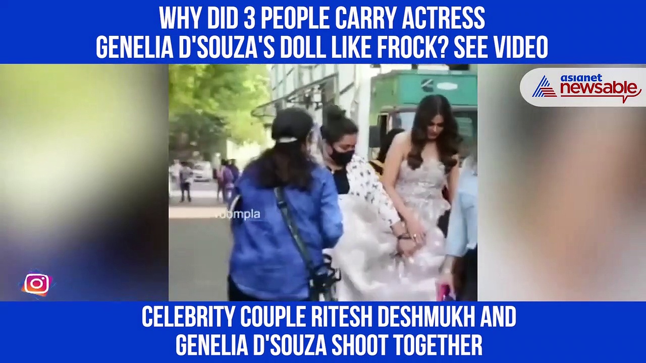 Why did 3 people carry actress Genelia D'souza's doll like frock? See video