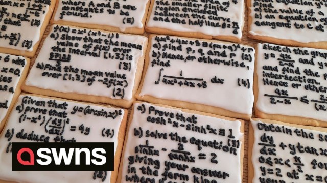 UK maths teacher wishes her students good luck before exams by baking algebra biscuits