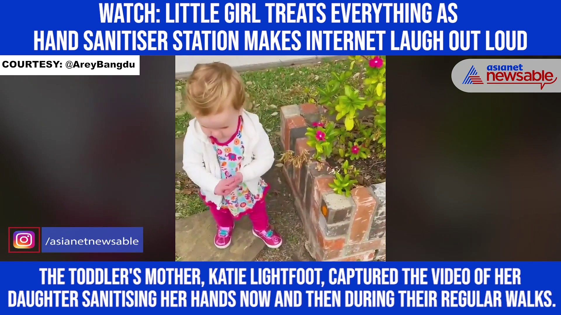 Watch: Little girl treats everything as hand sanitiser station makes internet laugh out loud