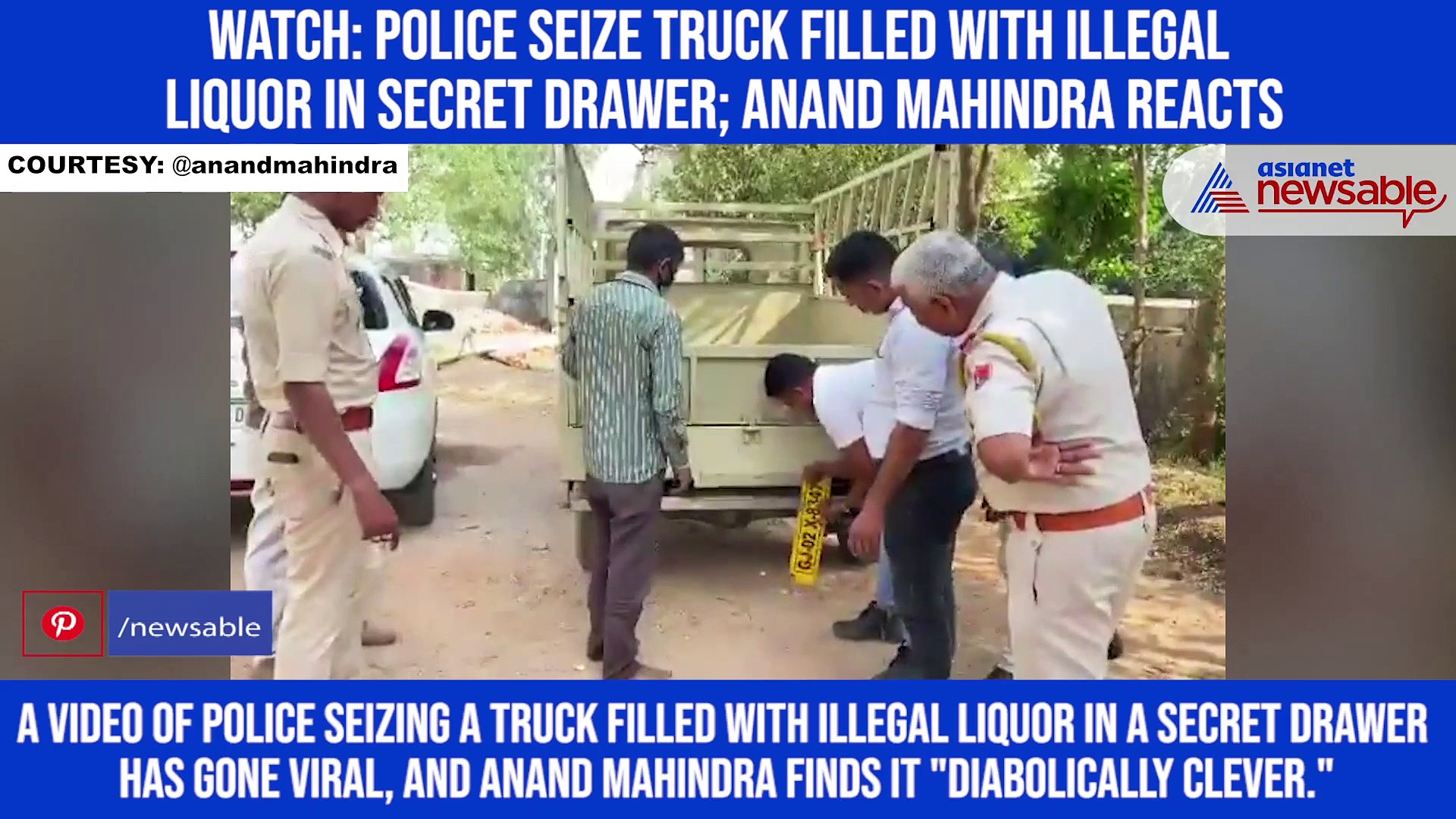 Watch: Police seize truck filled with illegal liquor in secret drawer; Anand Mahindra reacts