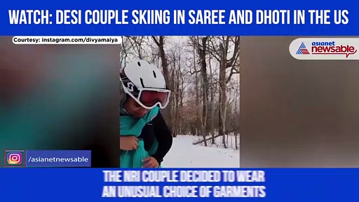 NRI couple skiing in saree and dhoti goes viral on Internet