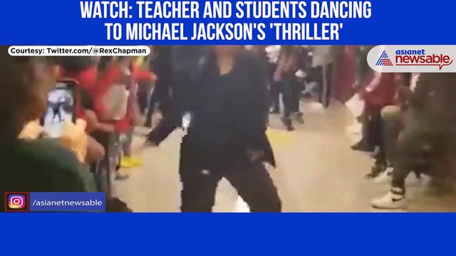 Teacher and students dancing to Michael Jackson's 'Thriller'