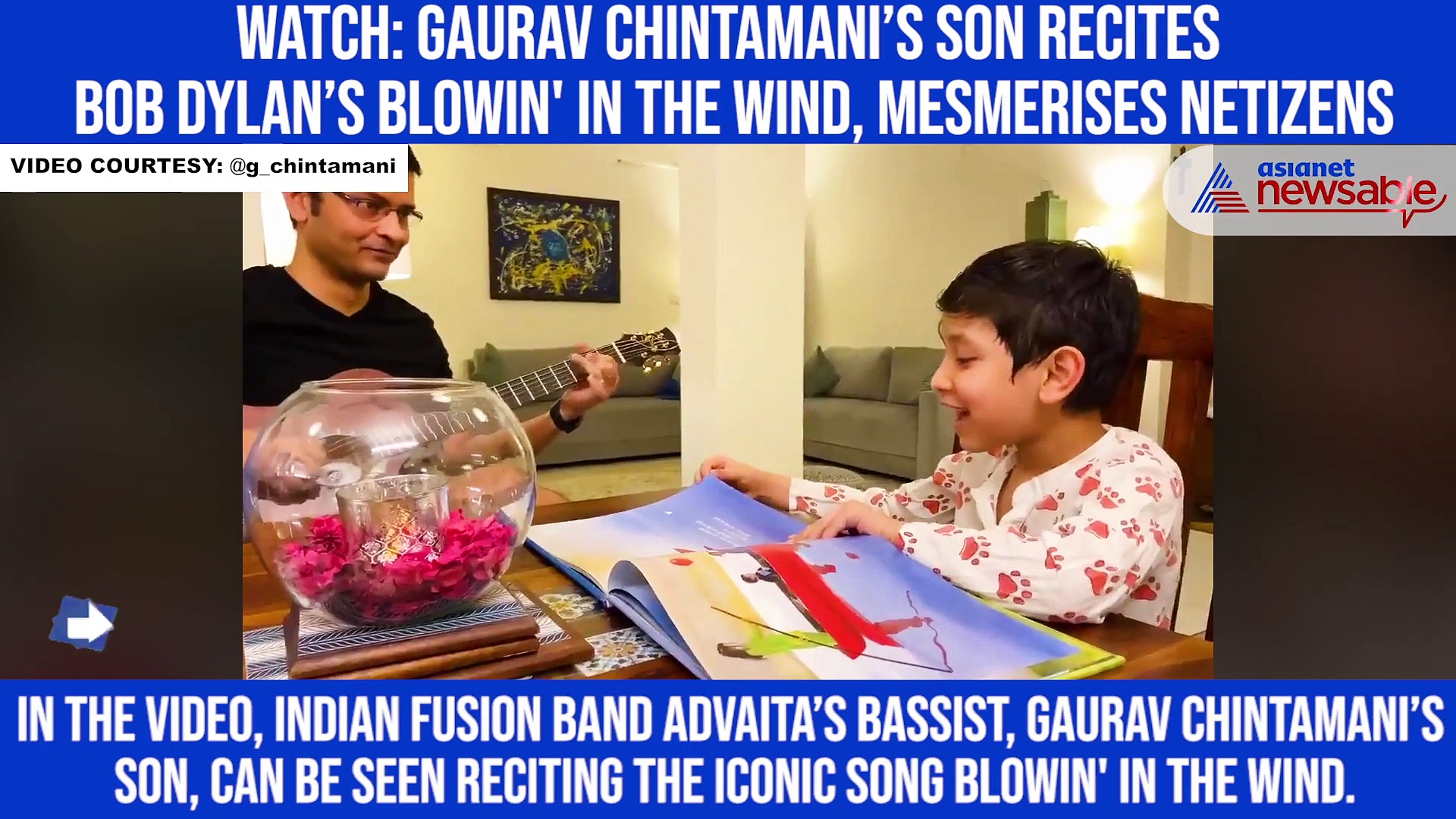 Watch: Gaurav Chintamani’s son recites Bob Dylan’s Blowin' in the Wind, mesmerises netizens