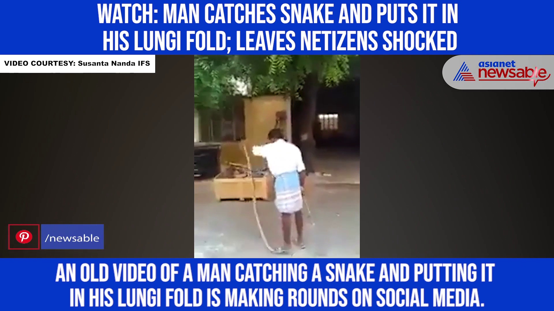 Watch: Man catches snake and puts it in his lungi fold; leaves netizens shocked