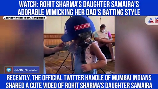 Rohit Sharma's daughter cheers for Mumbai Indians presents a "Mini Pull-Shot"