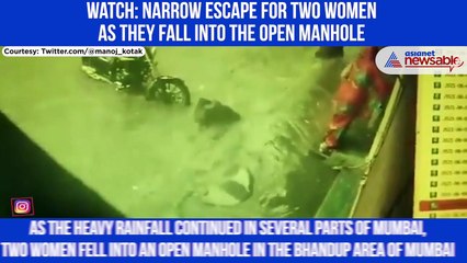 Narrow escape for Two women as they fall into the open manhole