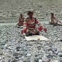 ITBP personnel practice Yoga in Ladakh