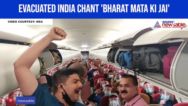 Evacuated India chant 'Bharat Mata Ki Jai'