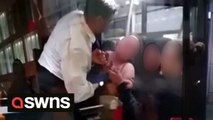 Shocking footage shows vile thugs viciously attacking and abusing a bus driver in Birmingham