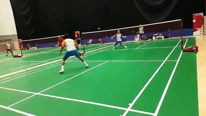 Indian Badminton team practices at Tokyo