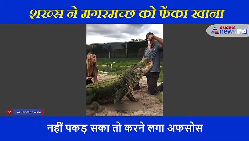 मगरमच्छ के पास जाकर शख्स ने फेंका खाना,  फिर वो हुआ जो सोचा भी नहीं था