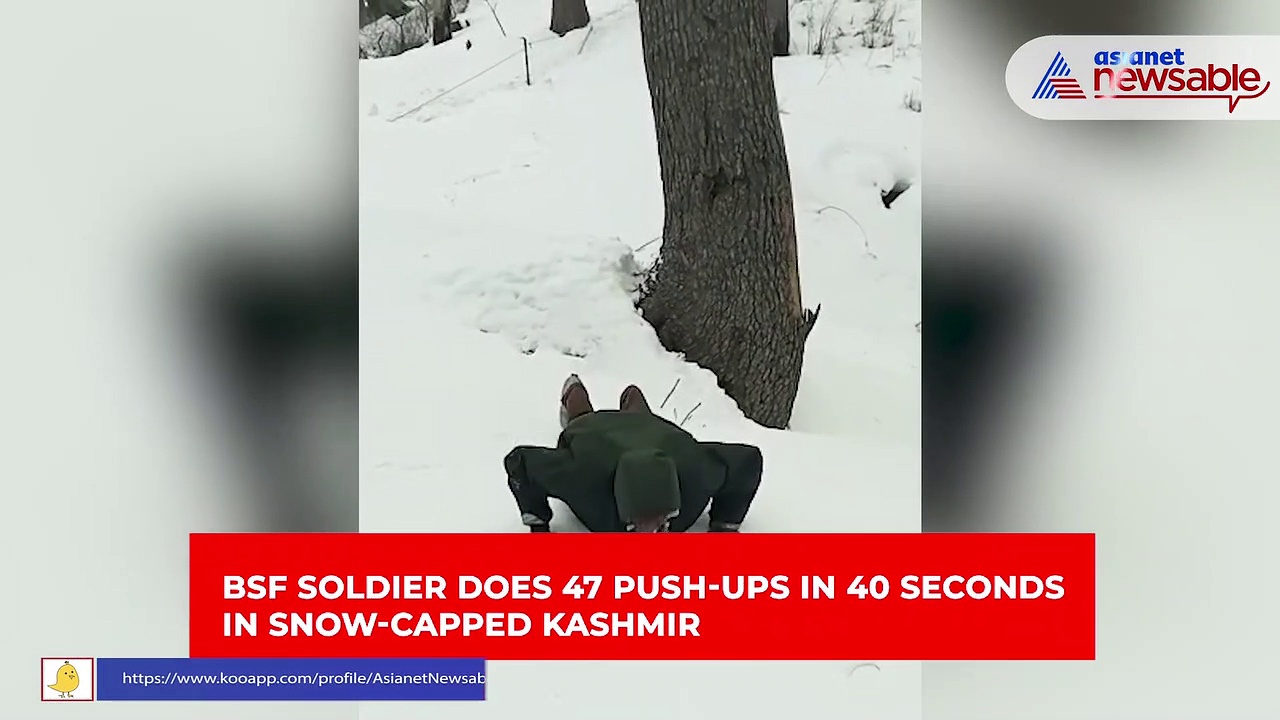 BSF soldier does 47 push-ups in 40 seconds in snow-capped Kashmir