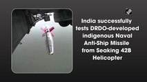 India successfully tests DRDO-developed indigenous Naval Anti-Ship Missile from Seaking 42B Helicopter