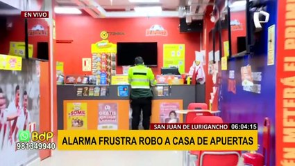 SJL: Alarma frustra robo a casa de apuestas