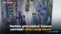 Satırlı gaspçıyı market çalışanı satırla kovaladı