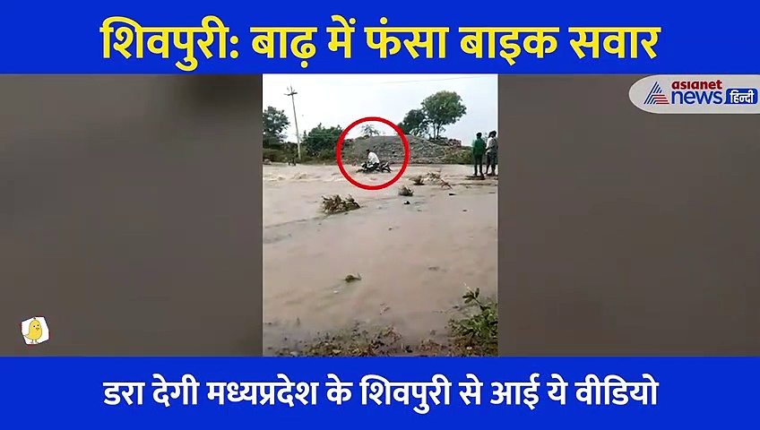 बाढ़ के बीच सैलाब में फंसा बाइक सवार.... चीखते रहे लोग, और वो पानी में बह गया, देखें खतरनाक Video