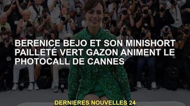 Bérénice Bejo et son mini short à sequins vert gazon animent le Festival Photo de Cannes