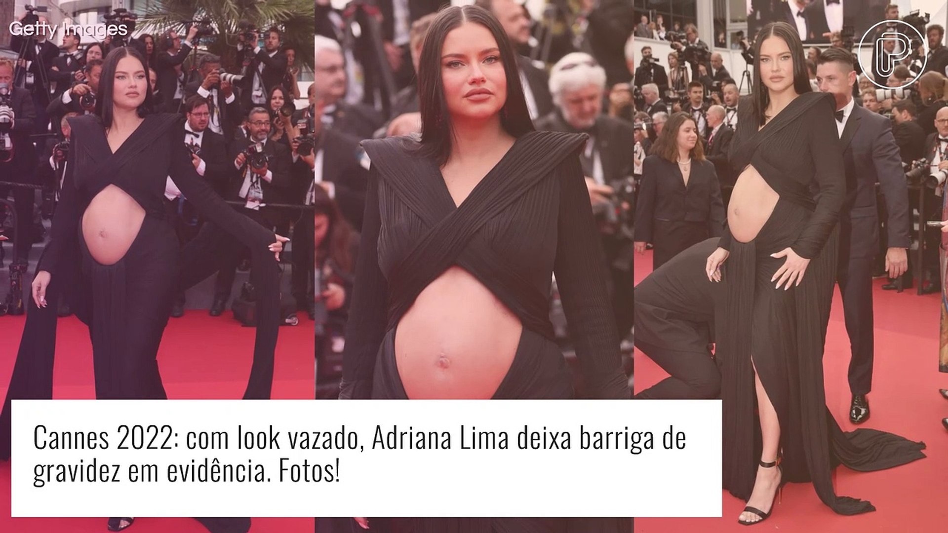 Cannes 2022: com look vazado, Adriana Lima deixa barriga de gravidez em evidência. Fotos!