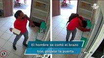 Sujeto agrede a taquillera; rompe ventanilla y se corta el brazo