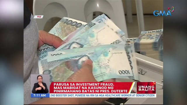 Parusa sa investment fraud, mas mabigat na kasunod ng pinirmahang batas ni PDu30 | UB