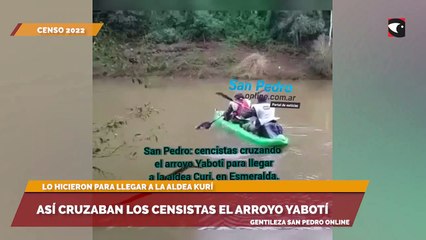Así cruzaban los censistas el arroyo Yabotí