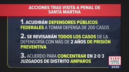 Acciones que hará SCJN tras visitar penal de Santa Martha