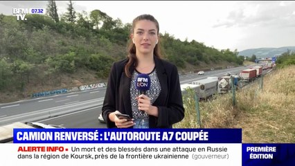 Camion renversé: la préfecture annonce la réouverture progressive de l'A7 dans le sens Nord-Sud