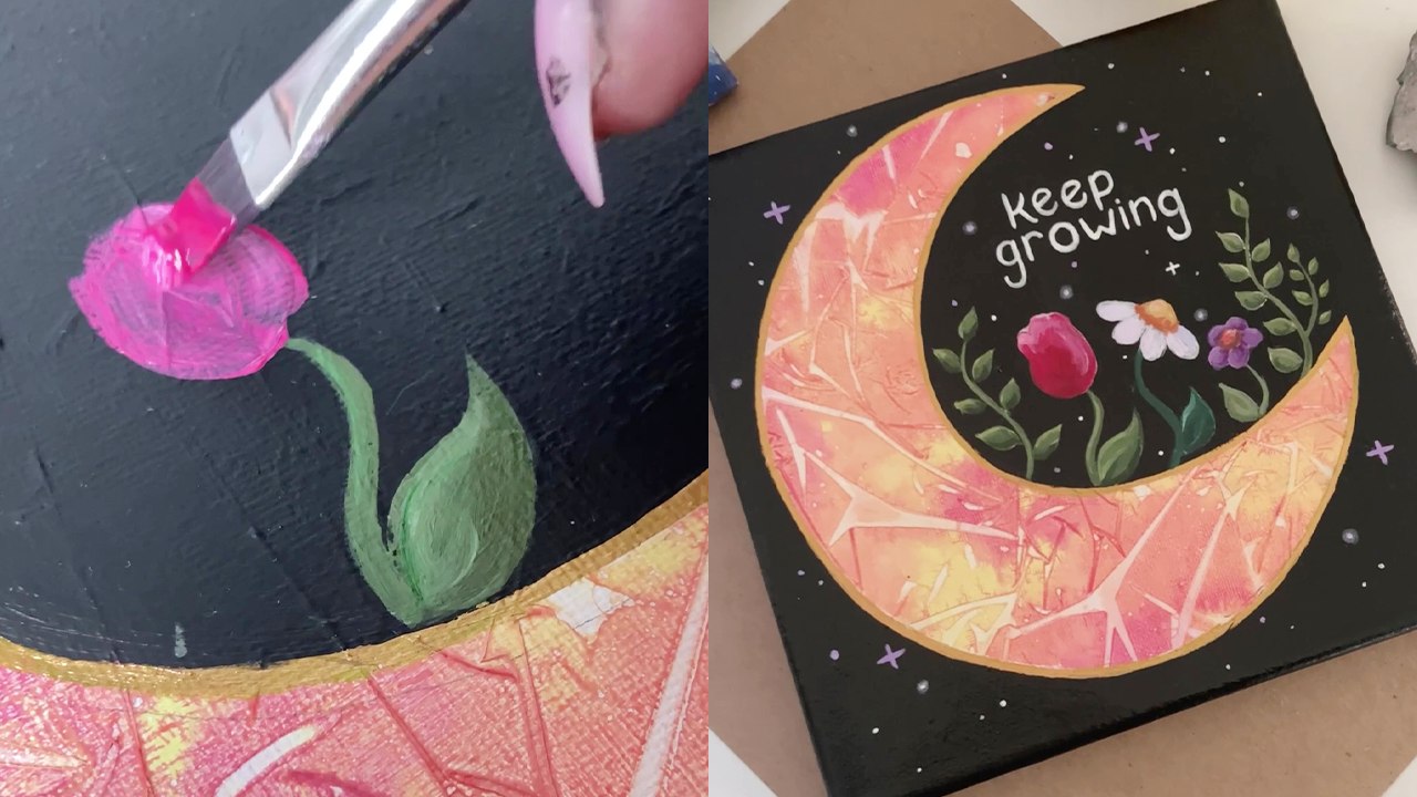 'Artist creates a STUNNING spring-inspired artwork using the 'Plastic Wrap Technique''