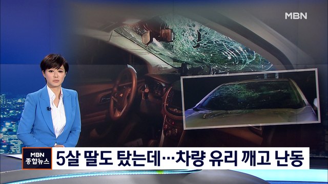 가족 탄 차에 올라 앞유리 깨고 난동…울음 떠뜨린 5살 딸