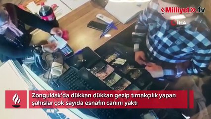 Çok sayıda esnafın canını yaktılar...Tırnakçılık anı kamerada