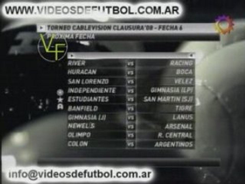 Torneo Clausura 2008 - Fecha 05 - Posiciones y Proxima Fecha
