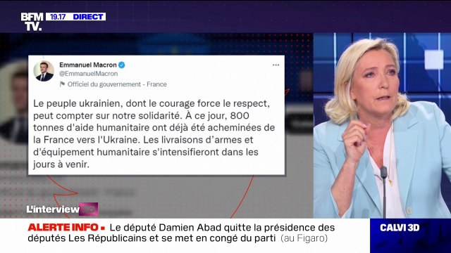 Marine Le Pen sur l'Ukraine: Si nous commençons à livrer des armes offensives, nous risquons d'être considérés comme cobelligérants