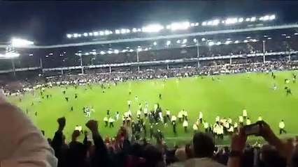 Fans invade the pitch as Everton secure Premier League status with stunning comeback