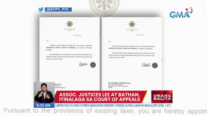 Assoc. Justices Lee at Bathan, itinalaga sa Court of Appeals | UB