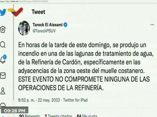 Ministro Tareck El Aissami informa que fue controlado y sofocado incendio en Refinería de Cardón