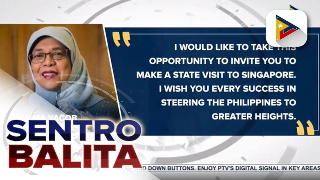 Singapore Pres. Halima Yacob, inimbitahan si presumptive Pres. Marcos Jr. sa isang state visit; Singapore PM Lee Hsien Loong, nagpaabot din ng pagbati kay Marcos Jr.