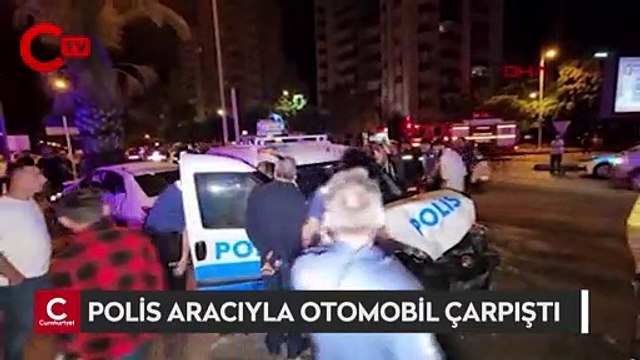 Polis aracıyla otomobil çarpıştı: 1'i polis 4 yaralı