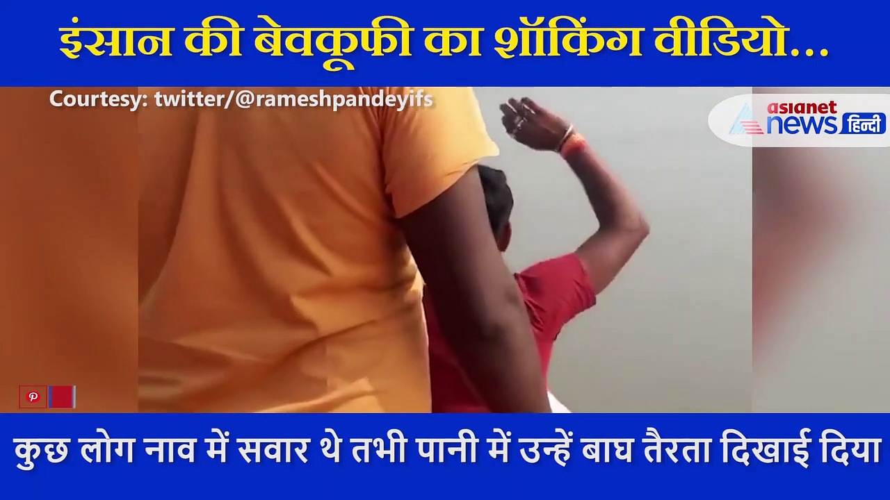 नाव से जा रहे थे लोग, पानी में तैरता दिखा बाघ तो कर दी ऐसी हरकत, देखें video