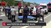 Maltepe'de korkunç kaza: Araç bariyerlere çarptı, sürücü ağır yaralandı