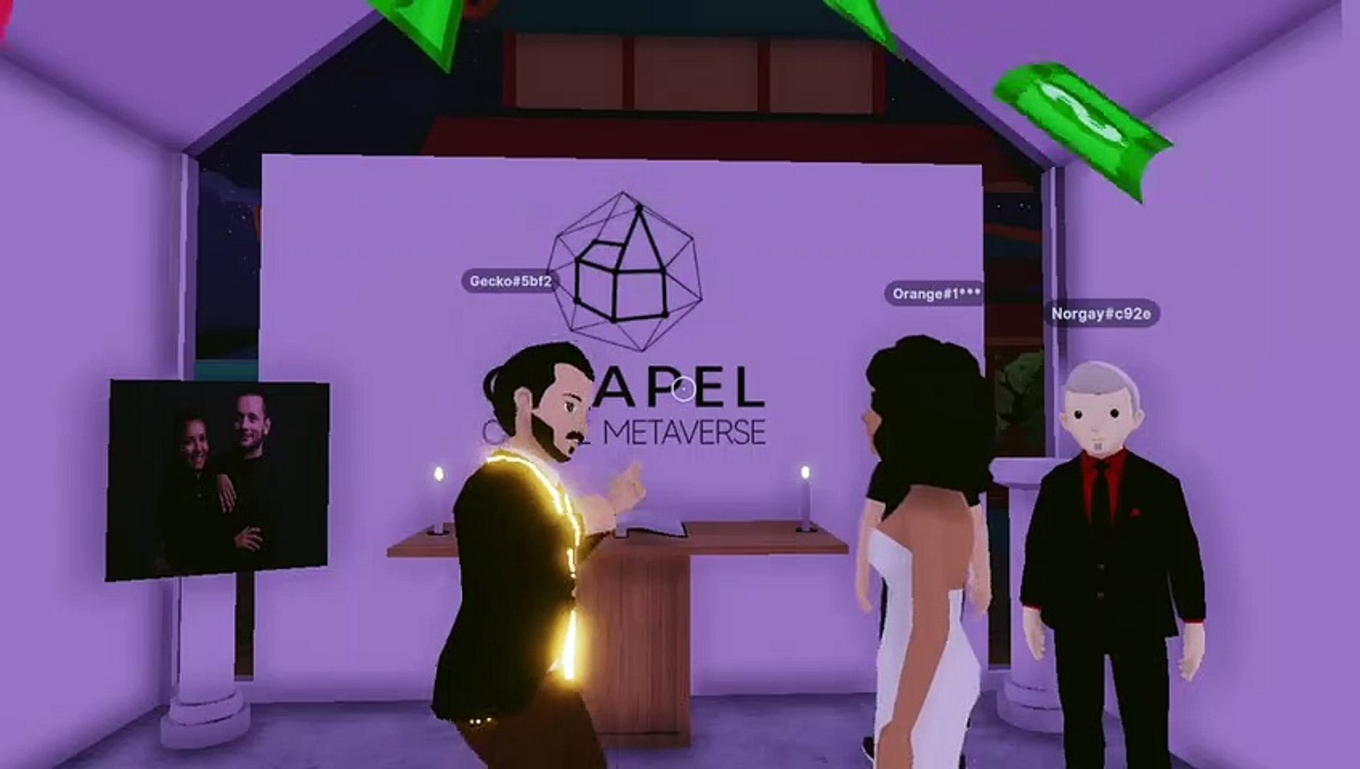 Bride and groom at their Metaverse Wedding