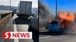 Burning car on Penang Bridge causes massive jam