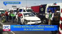 Choque múltiple en la México-Pachuca deja 10 lesionados