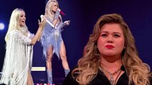 Kelly Clarkson shook her head mockingly at Carrie Underwood's old age dress she would never wear