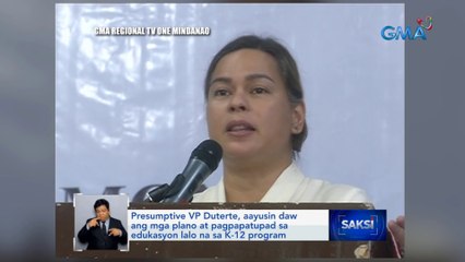 Presumptive VP Sara Duterte, dumalo sa panunumpa ng mga bagong opisyal sa Malita, Davao Occidental | Saksi