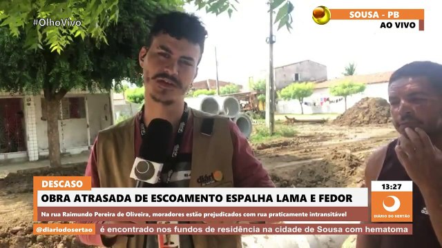 Preocupados com alagamentos, lama e fedor, moradores cobram conclusão de obra em Sousa