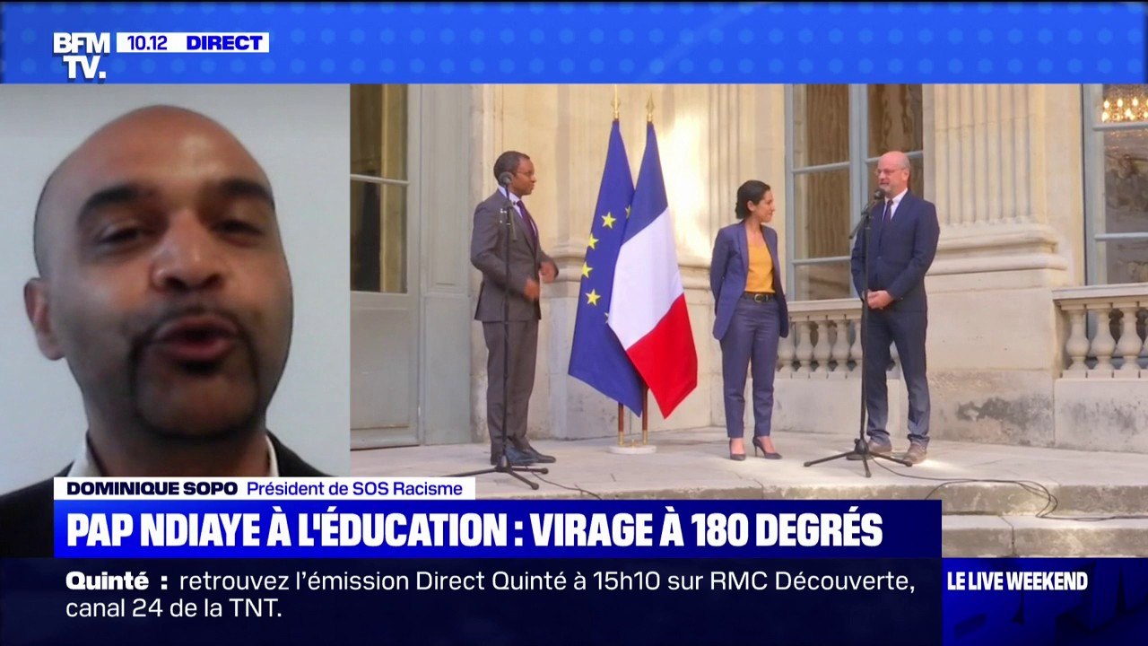 "Ce n'est pas négligeable d'avoir choisi un homme d'origine subsaharienne", analyse Dominique Sopo, président de SOS Racisme, à propos de la nomination de Pap Ndiaye à l'ducation